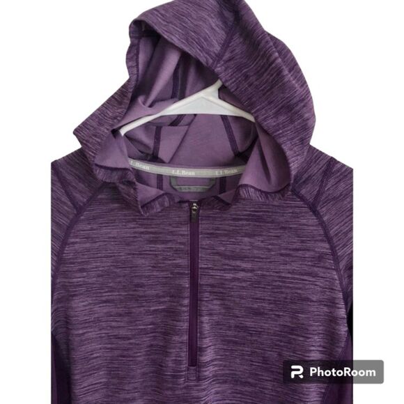 L.L. BEAN Hooded Athletic Activewear Long Sleeve 1/4 Zip Hoodie Women's Size Med - Picture 2 of 5